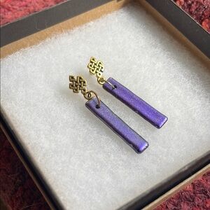 Purple and Gold Dangle Earrings